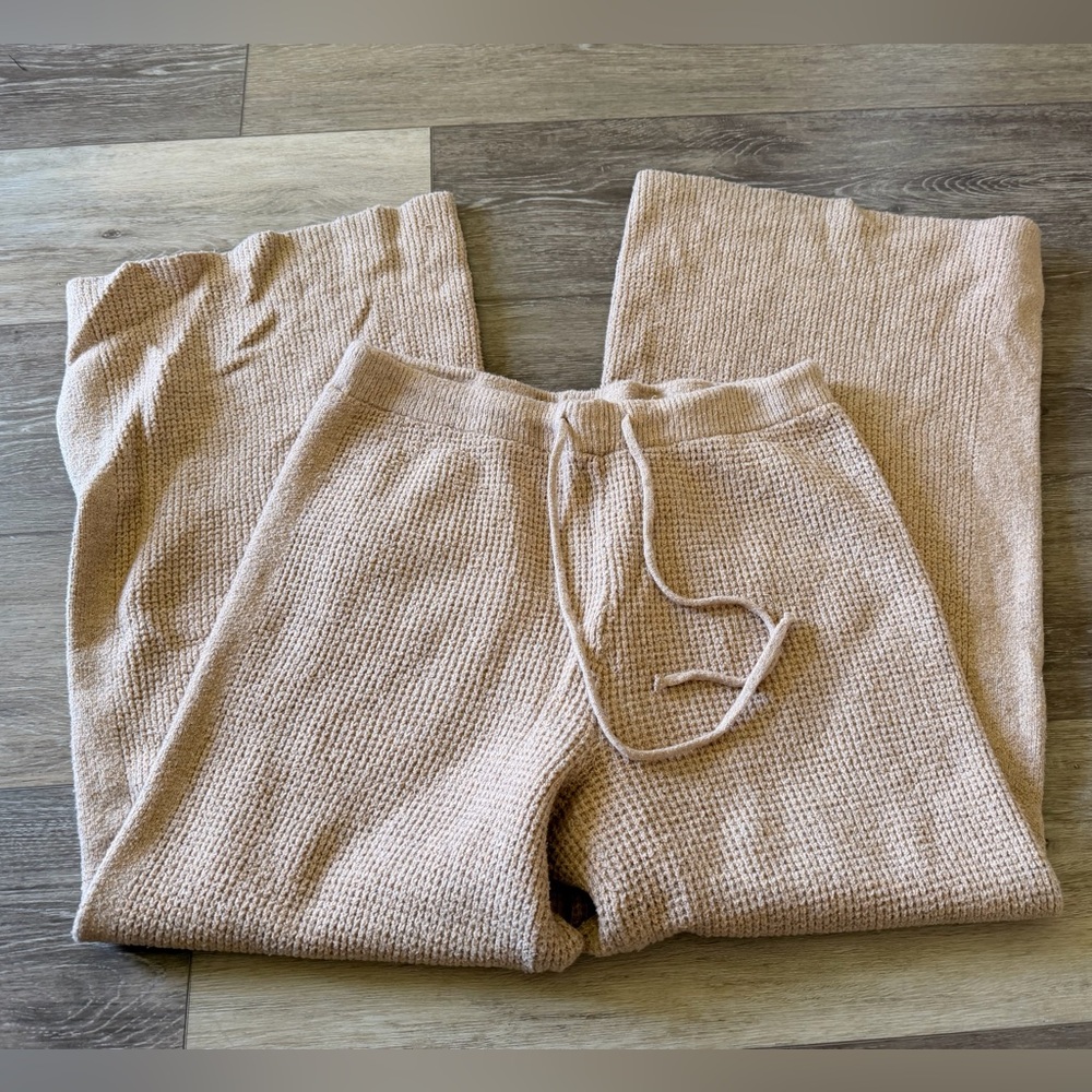 Aerie Wide Leg Waffle Knit Lounge Pants - Large
